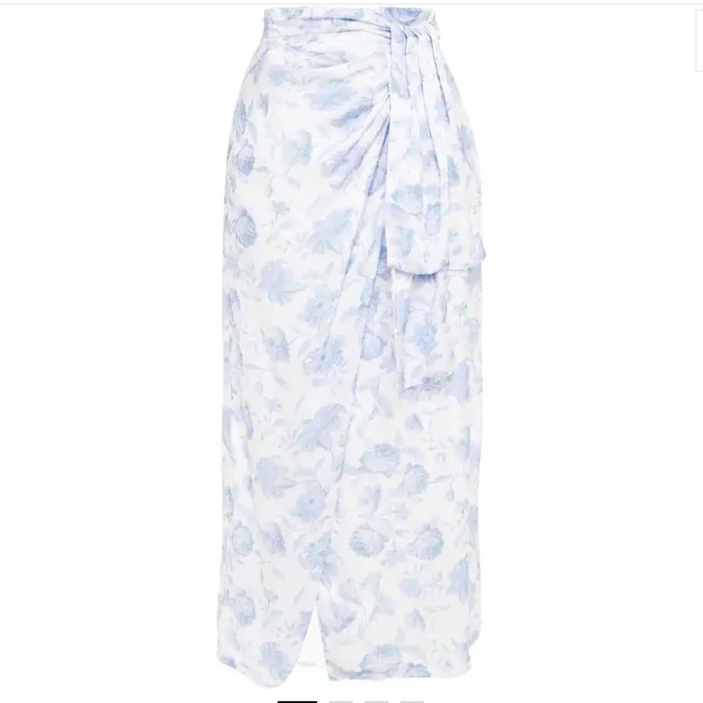 Mother Of Pearl Annabelle Wrap-Effect Floral-Print Hammered Satin Midi Skirt - Picture 3 of 13